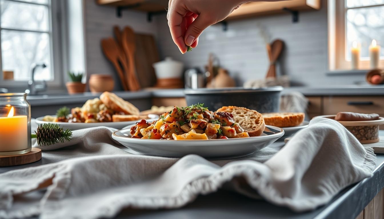 Seasonal meal prepared in a home kitchen